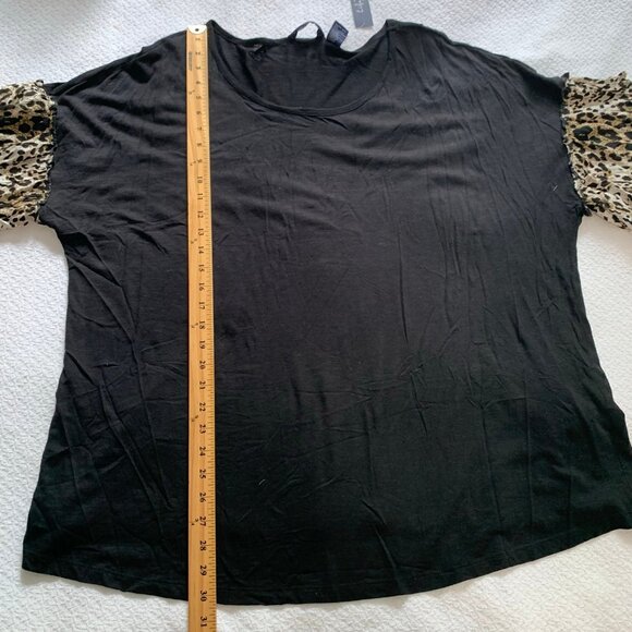 NEW Life Style Woman black and cheetah mixed print super soft shirt top - Picture 8 of 8